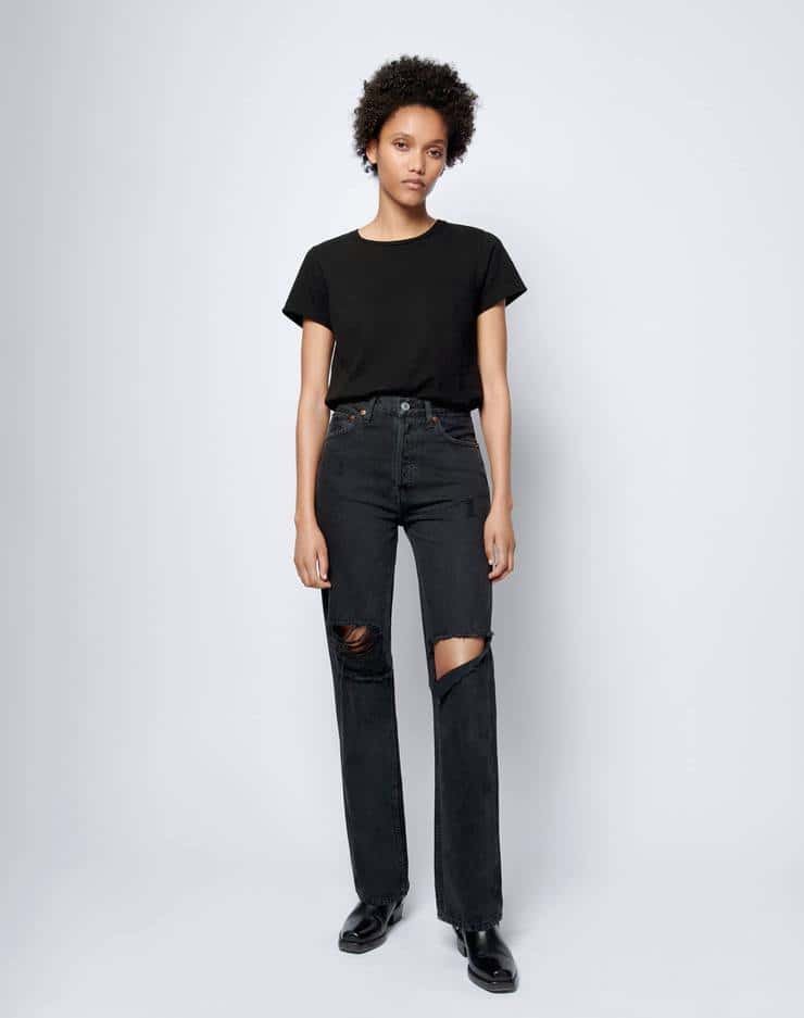 Re/Done Women's Tshirt and Jeans in Black