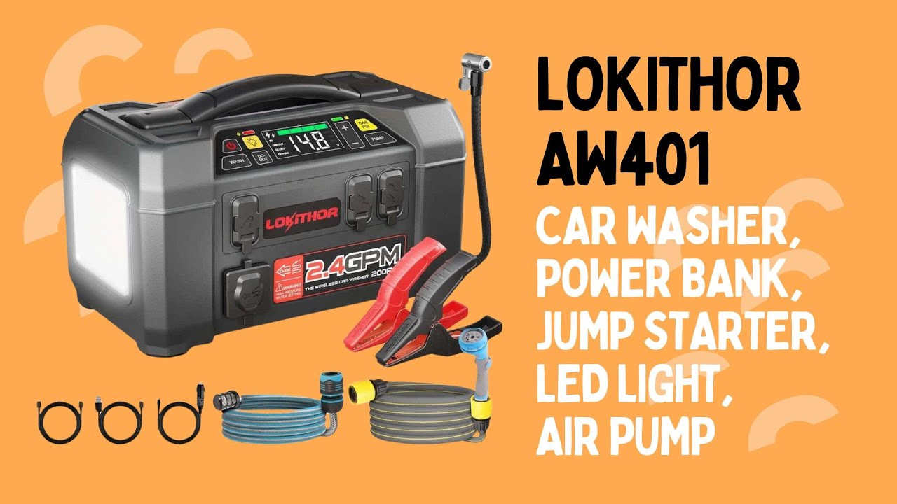Lokithor AW401 Jump Starter with Car Washer Review